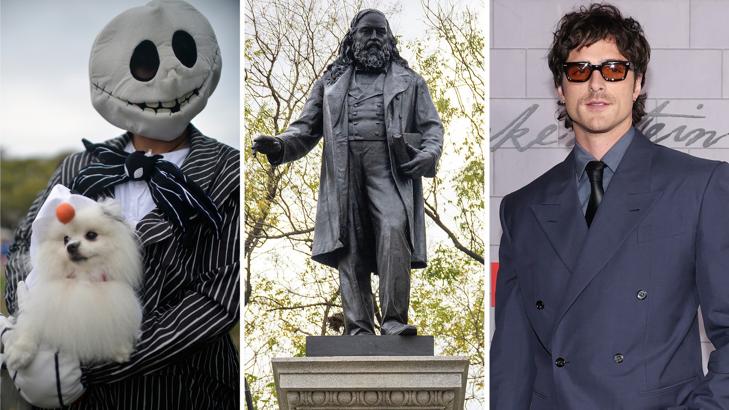 From left: A Jack Skellington fan, a statue, Jacob Elordi.